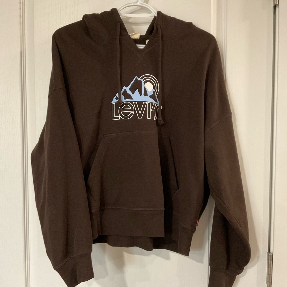 Levi's Dark Brown Hoodie with Mountain Graphic
